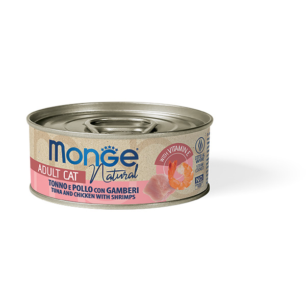 Monge natural tonno e pollo con gamberi