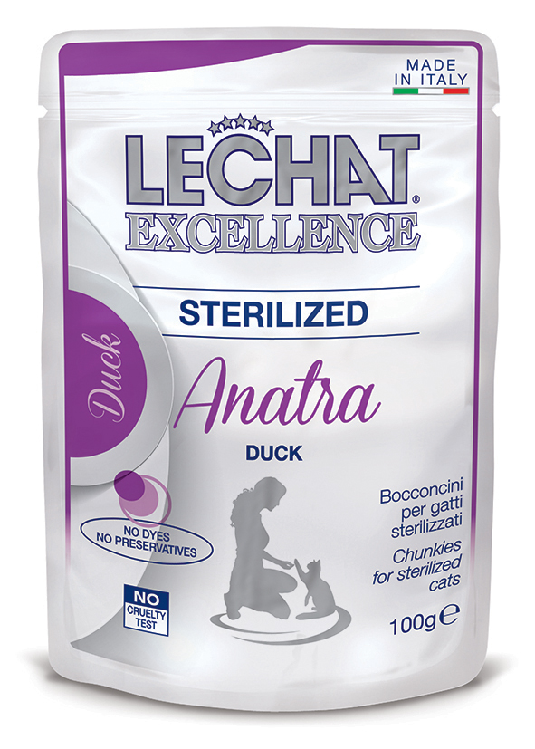 lechat excellence gatto umido bocconcini bocconcini con anatra sterilized