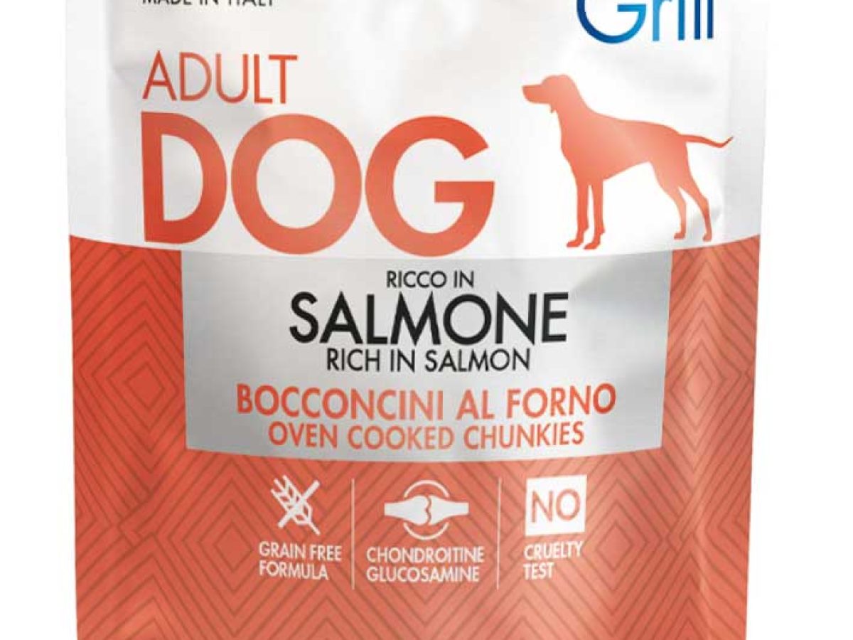 Monge Grill Cane Bocconcini Salmone - 12 Bustine Da 100gr, Senza Cereali, Con Glucosamina Per Articolazioni - Foto 6