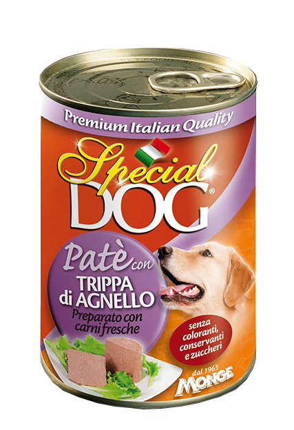 special dog cane umido pate con trippa di agnello