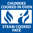 Chunkies cooked in oven, steam cooked paté