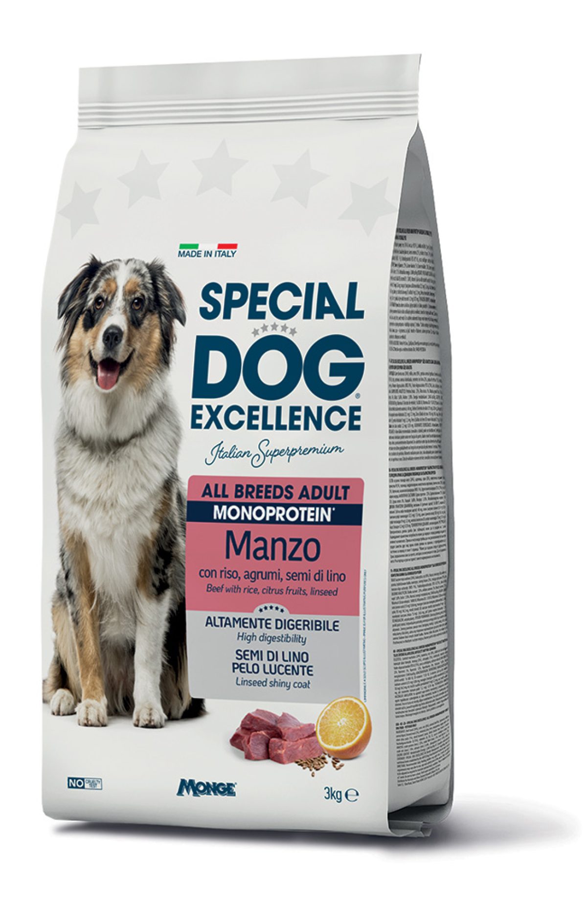 Monge Special Dog Trockenfutter 3kg – Für Ausgewachsene Hunde Mittlerer Größe