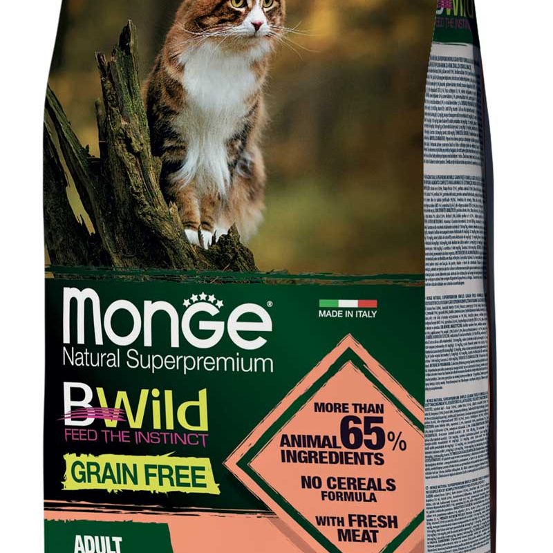 Monge BWild Grain Free Formula Adult Cat Salmon with Peas - Monge.it
