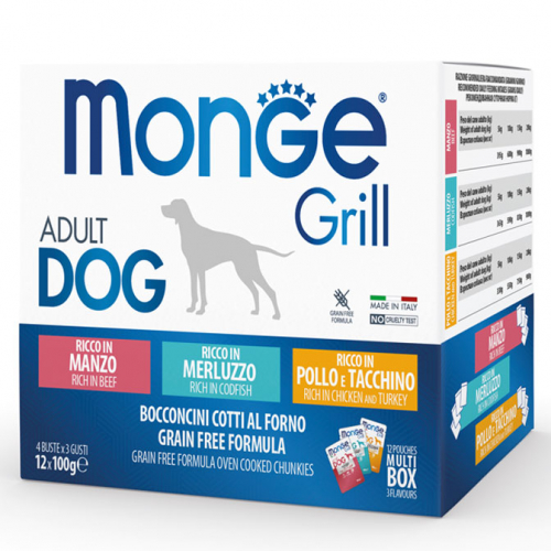 Monge Grill Bustine Umido Per Cane - 48 Pezzi Da 100g, Gusti Assortiti - Foto 9