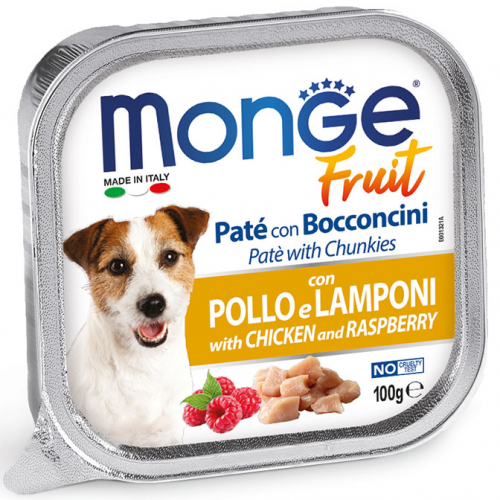 monge_cane_umido_fruit_paté_e_bocconcini_con_pollo_e_lamponi